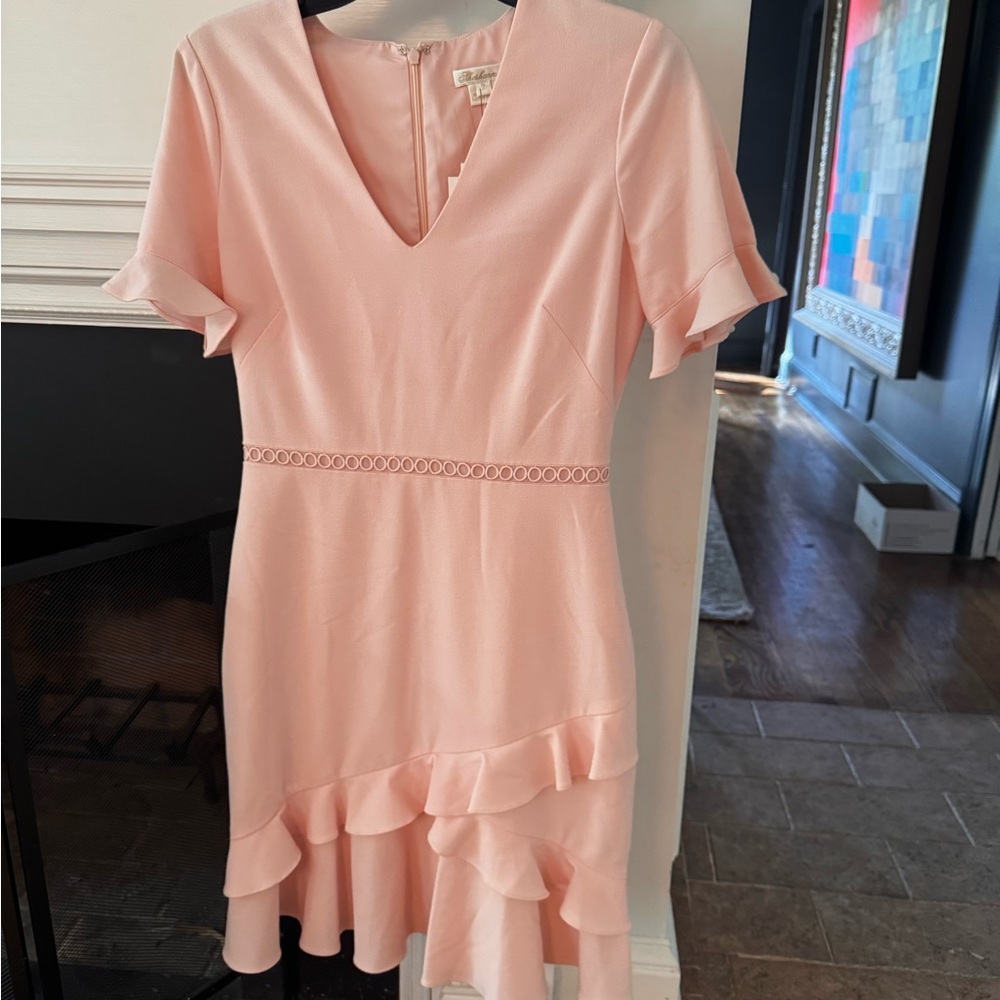 Shoshanna Blush Pink Mini Dress with Ruffle Hem